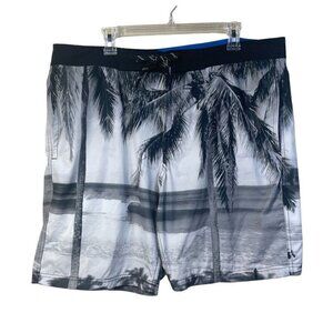 GAP Brian Bielmanns Graphic Gray Beach Print Wake Surf Board Shorts Men's Sz XL